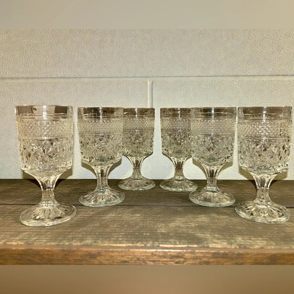 Vintage Anchor Hocking Wexford Water Goblet Glasses 5.25